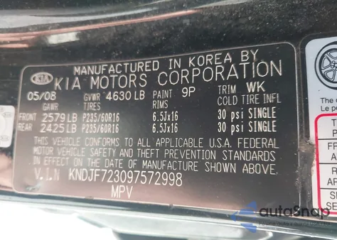 2009 Kia Sportage Ex V6 z USA, uszkodzony, nr VIN KNDJF723097572998